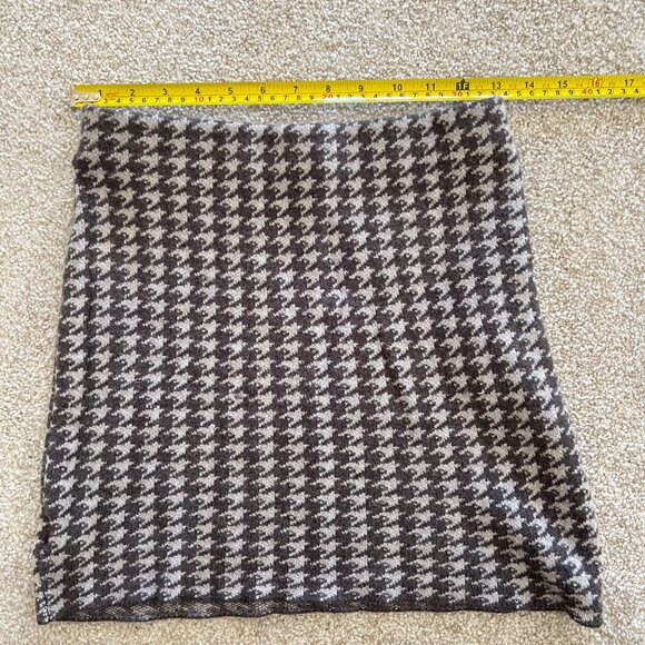 Y2K Versatile Houndstooth Tube Top Mini Skirt Light & Dark Gray Knit Stretch - Picture 7 of 8
